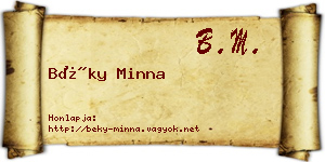 Béky Minna névjegykártya